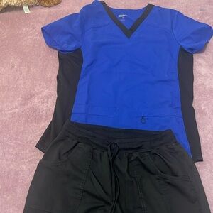 Vibrant Blue and Black Scrub Set